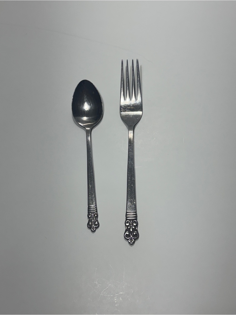Cambridge Stainless Steel Floral Handle Fork & Spoon 2pc Flatware Set Japan